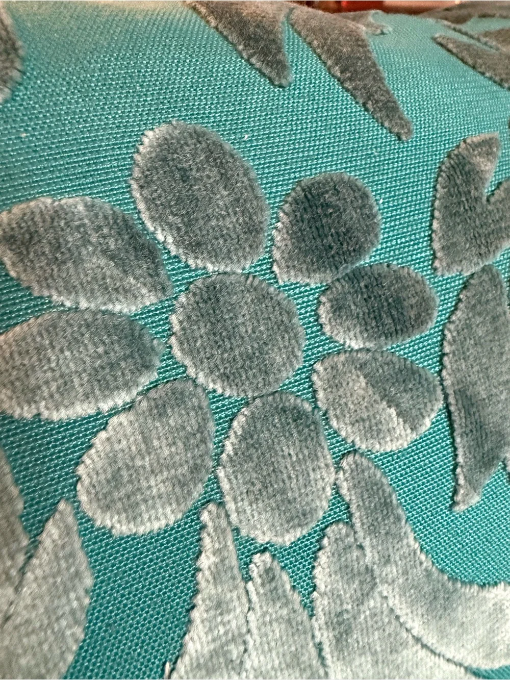 Vintage Pier 1 Imports Teal Velvet Damask Lumbar Pillow